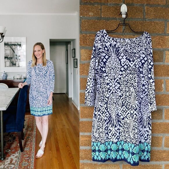 Lilly Pulitzer Women’s Hollee Shift Dress Bright Navy Pineapple Party Small - Picture 1 of 11